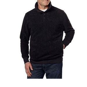 Jachs Mens Cabin Sherpa Fleece Mock Neck Pullover - Black NWT